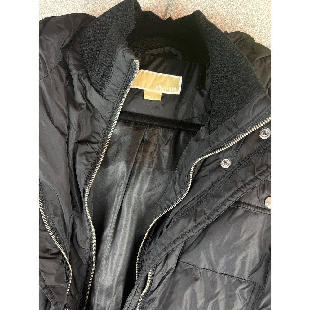 Michael Kors Puffer Coat LG Quilted Down Bomber Jacket Black Women's Large
